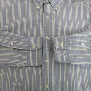 Ralph Lauren Yarmouth Shirt 16-35 Large Blue Stripe Pony 100% Cotton Long Sleeve